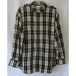 J CREW Button Down Plaid Shirt Size 8 Women Cotton Black Purple Business Casual